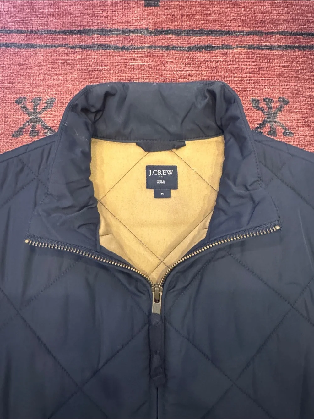 Men's JCREW Quilted Reversible Vest - Navy/Beige